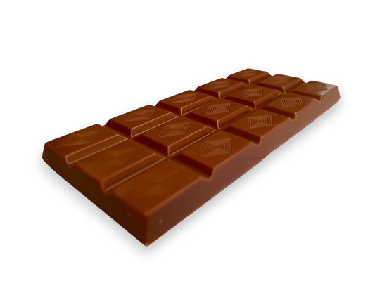 New Zealand darker milk chocolate bar close up by Wayne Raven Chocolate Maker